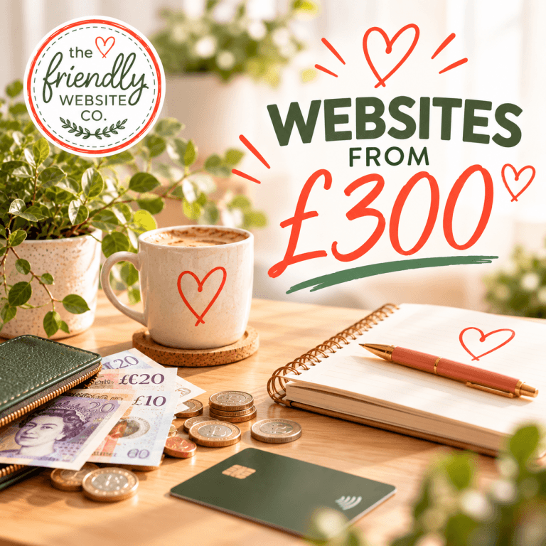 Friendly web designer discussing a bespoke small business website with a client, using a laptop to demonstrate a modern design and personali