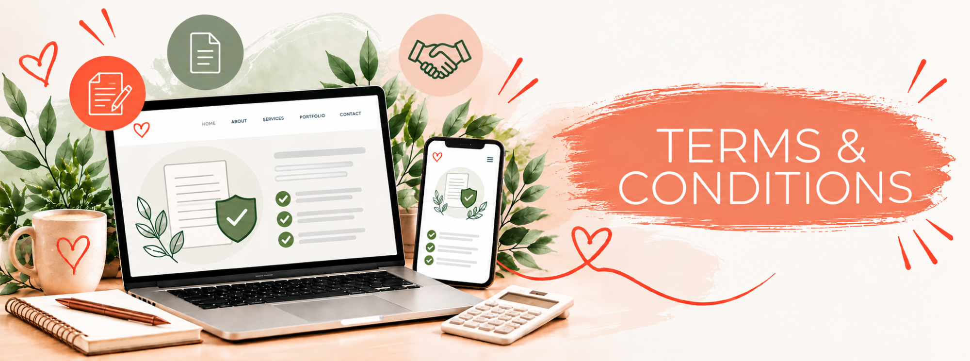 Affordable Brand Identity & Logo Design | The Friendly Website Co. Brand design and identity banner featuring a laptop displaying a custom logo, brand colour palette and typography, alongside branded station